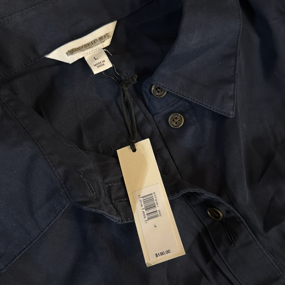 NWT! Banana Republic Navy Stretch-Cotton Poplin Pintuck Long-Midi Shirt Dress - Picture 8 of 8